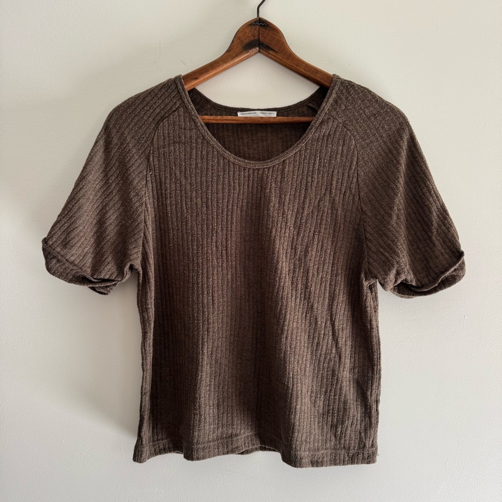 Zara Brown Ribbed Women's Top Small